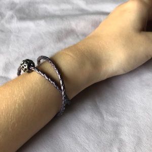 Pandora leather bracelet with charm